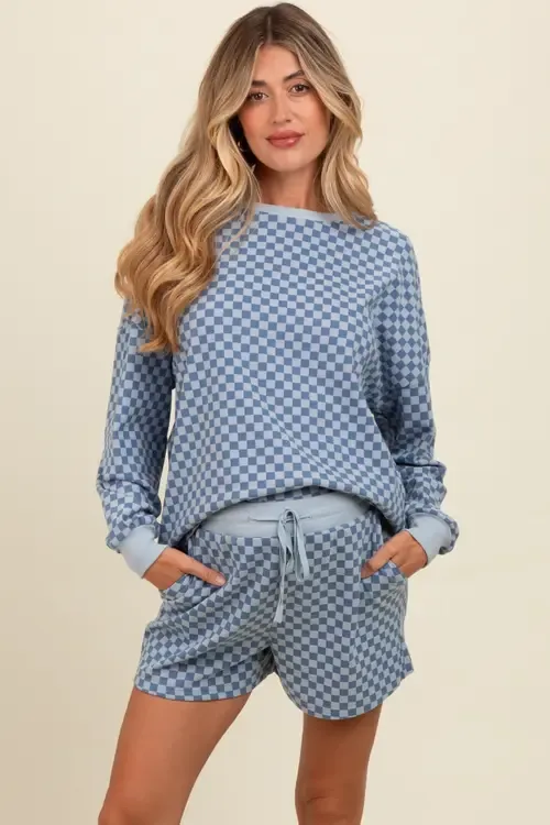 Checkered Plaid Pullover Shorts Set by PinkBlush