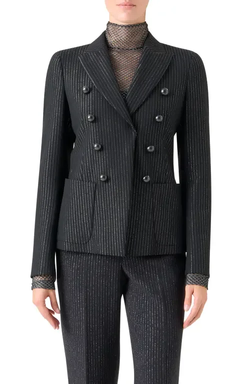 Metallic Pinstripe Blazer by Akris punto