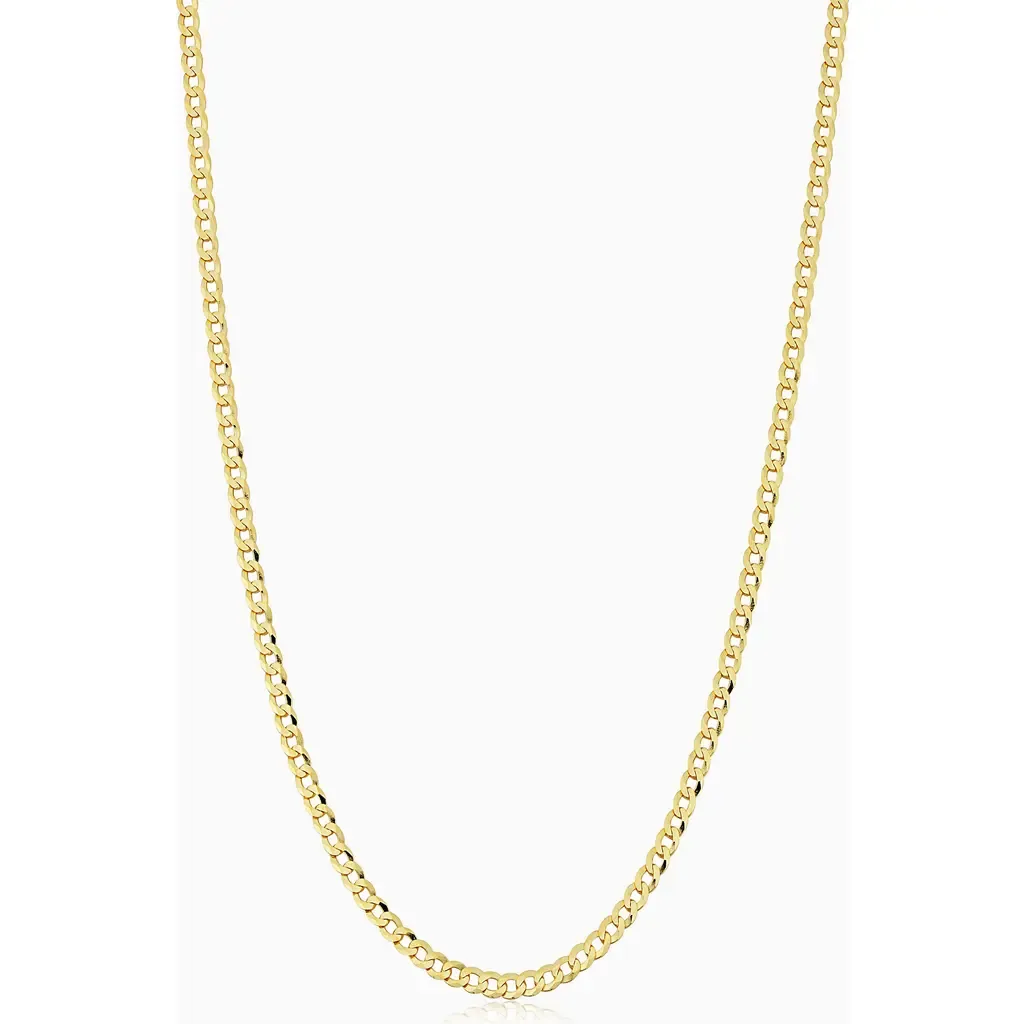 10K Gold Carmine Curb Petite Chain Necklace in Yellow Gold by Oradina