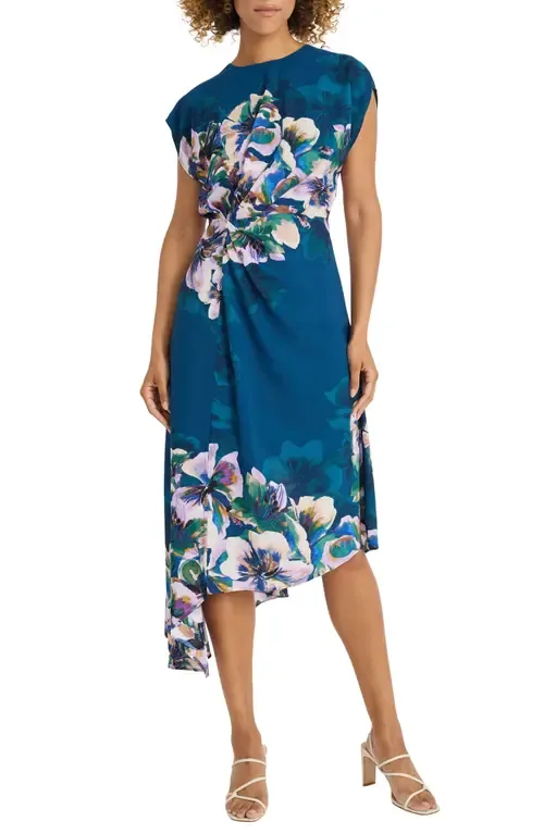 Floral Print Asymmetric Dress by Maggy London