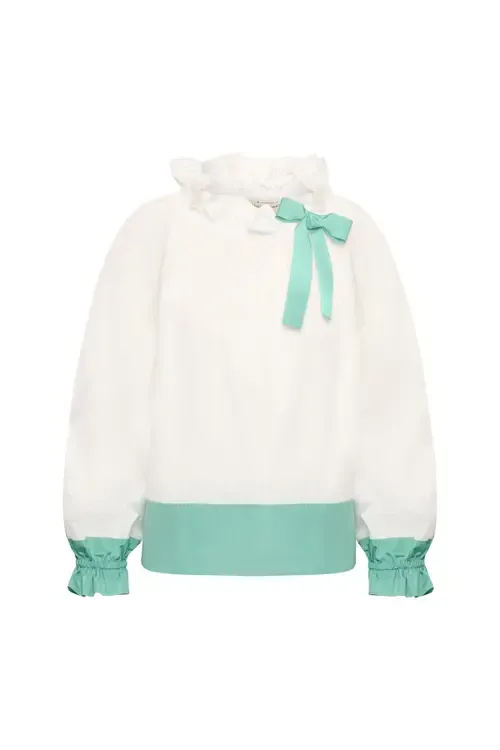 Taffeta Blouse with Balloon Sleeves and Bow by Maison Common