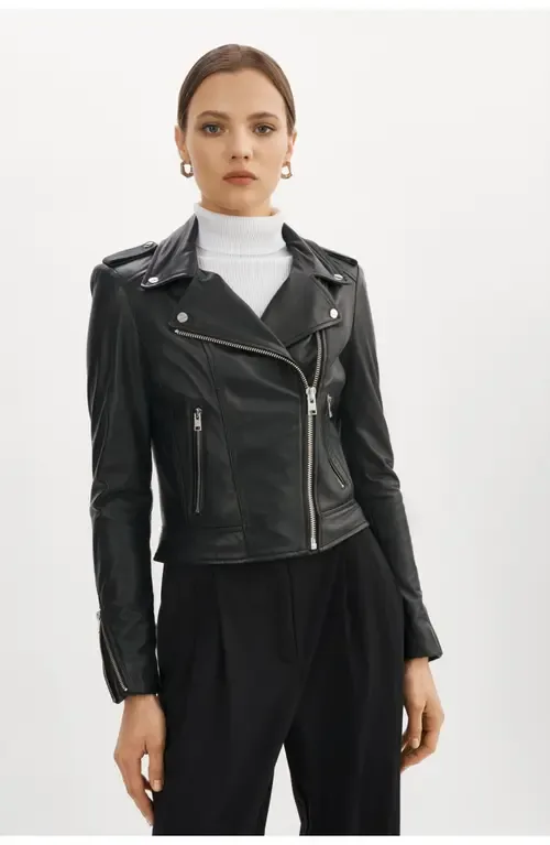 Donna Iconic Leather Biker Jacket