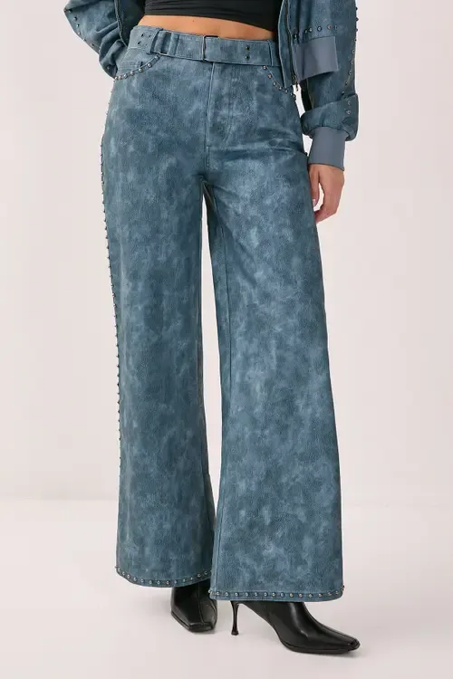 Studded Detail Belted Trouser by NASTY GAL