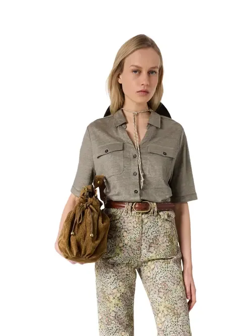 Moana Open Collar Linen Shirt by GERARD DAREL