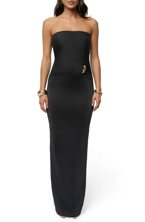 Celestial Drift Pleated Strapless Maxi Dress by JLUXLABEL