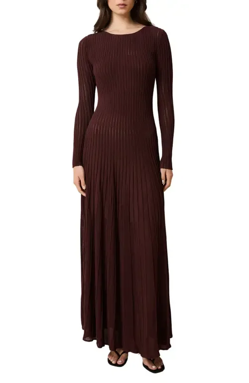 The Sloane Long Sleeve Pointelle Rib Maxi Sweater Dress