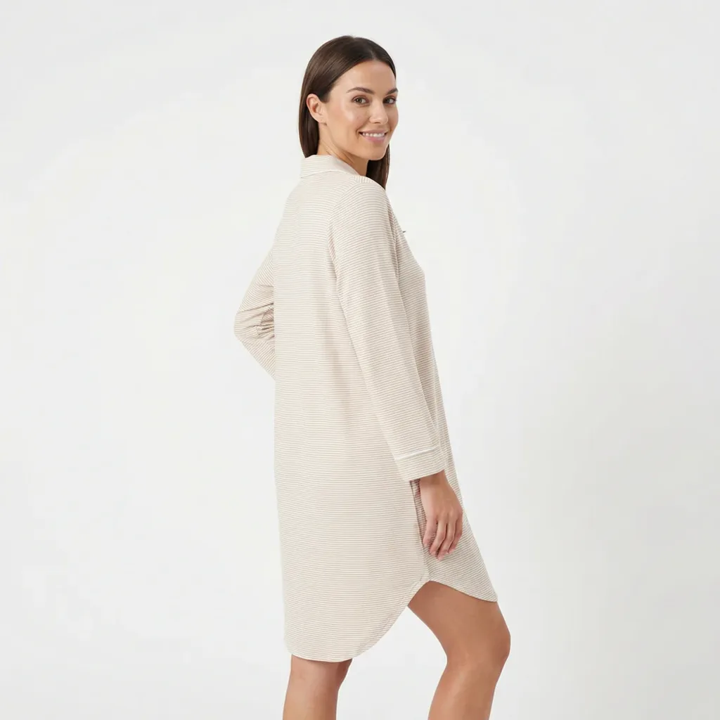 Oatmeal Stripe Sleepshirt by Motette