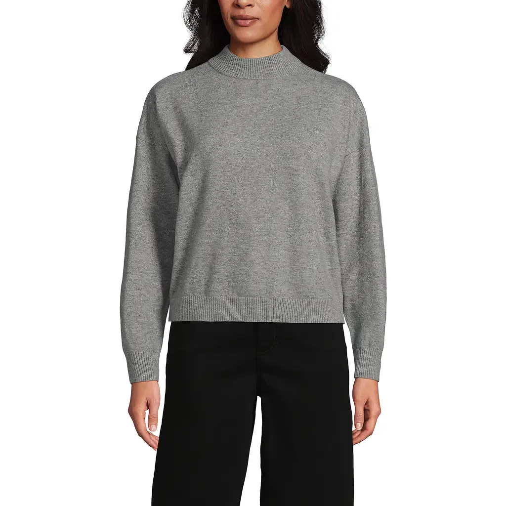 CashTouch Drop Shoulder Mock Neck Sweater by Lands' End