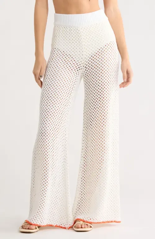 Metallic Open Stitch Cover-Up Pants