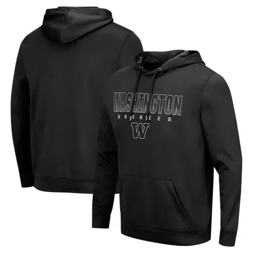 Colosseum Black Washington Huskies Blackout 3.0 Pullover Hoodie by COLOSSEUM