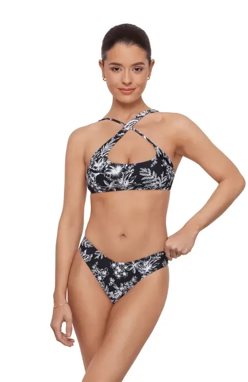 Criss Cross Assymetrical Bralette Bikini Set by Aqua Green