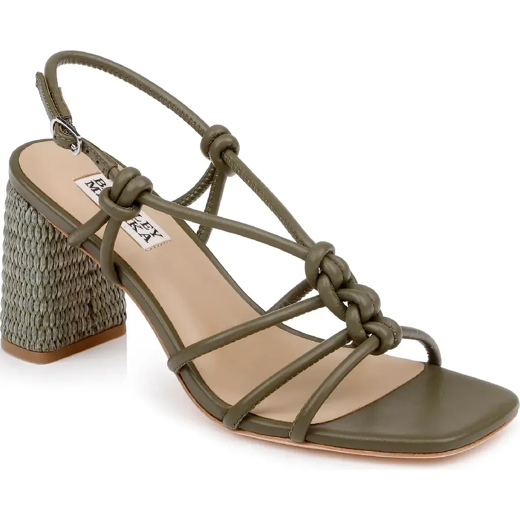 Xiara Slingback Sandal in Olive Leather by Badgley Mischka Collection