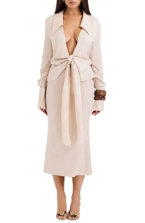 Nevaeh Long Sleeve Midi Dress by HOUSE OF CB