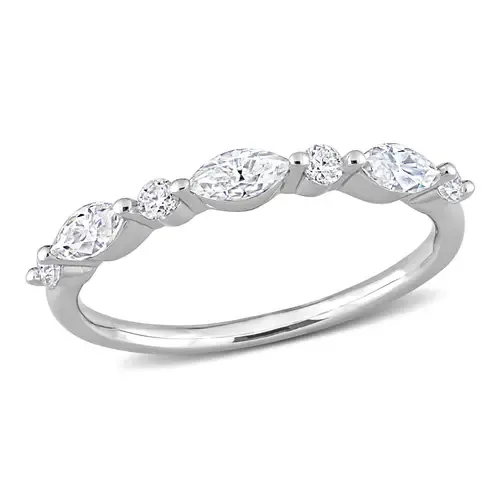 Moissanite Marquise Semi-Eternity Ring in Sterling Silver by Julianna B.