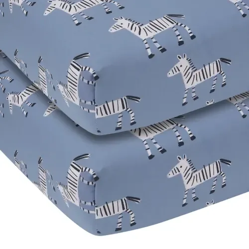 Signature Zebra Organic Cotton 2-Pack Fitted Crib Sheets by Lambs & Ivy