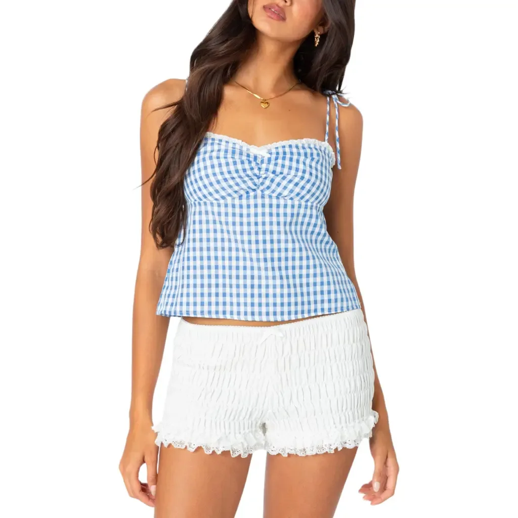 Billie Gingham Tie Back Camisole by EDIKTED
