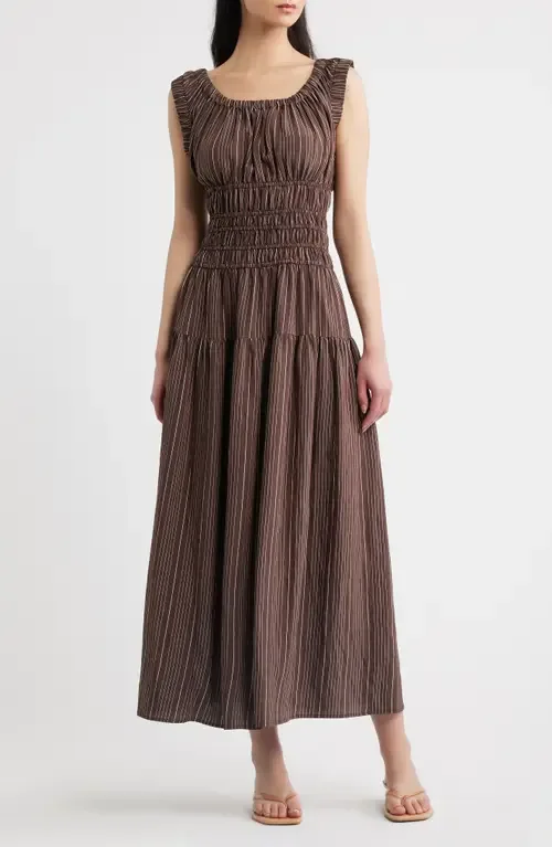 Anastasia Shirred Sleeveless Maxi Dress