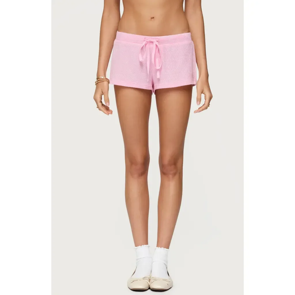 Teddy Waffle Knit Drawstring Shorts by EDIKTED