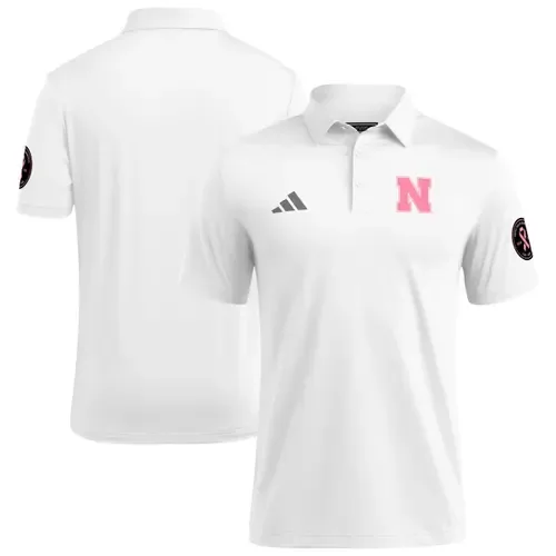 Nebraska Huskers Wear Pink Breast Cancer Awareness Polo by adidas