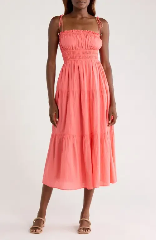 Smocked Cover-Up Midi Dress
