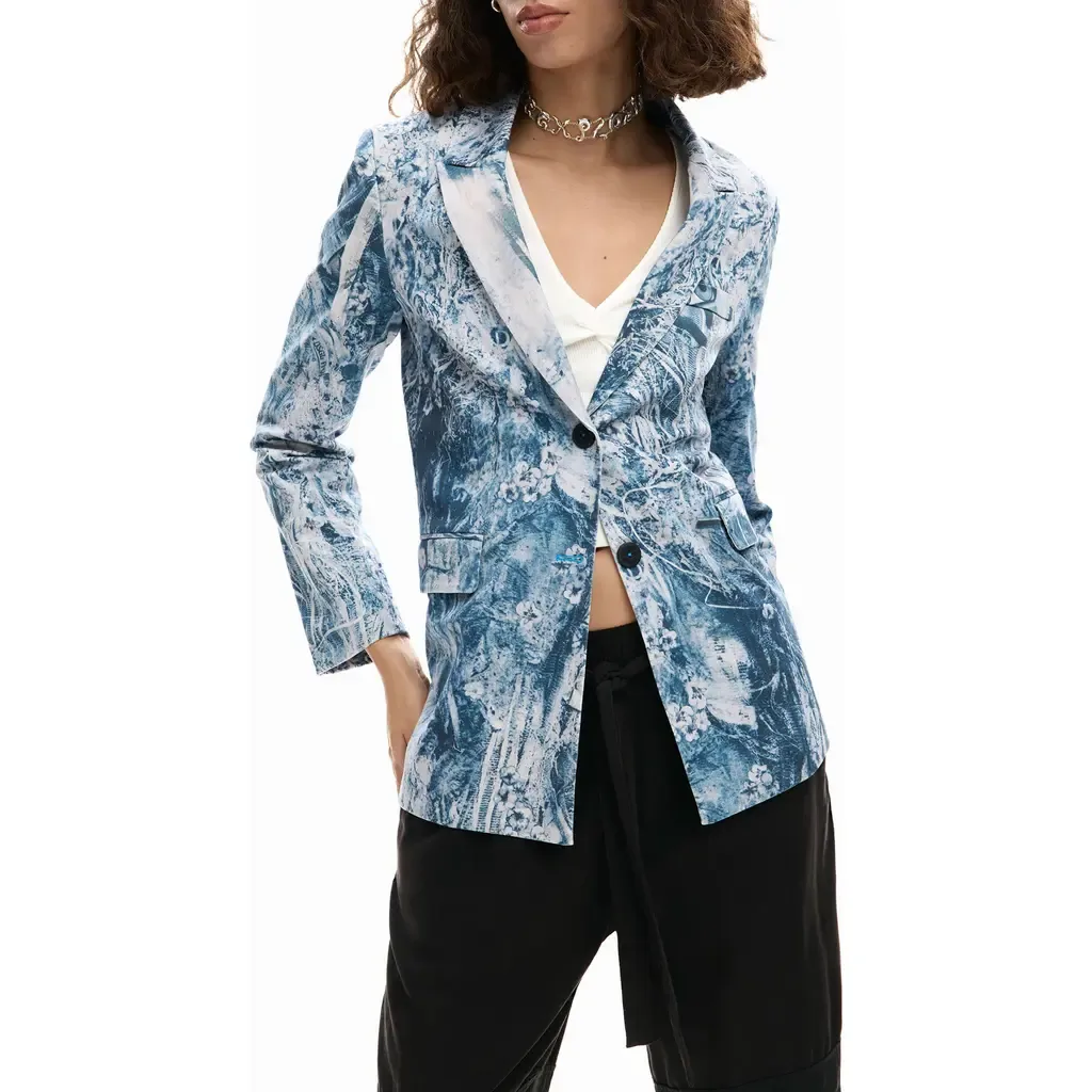 Floral Mixed Print Stretch Cotton Jacket by Desigual