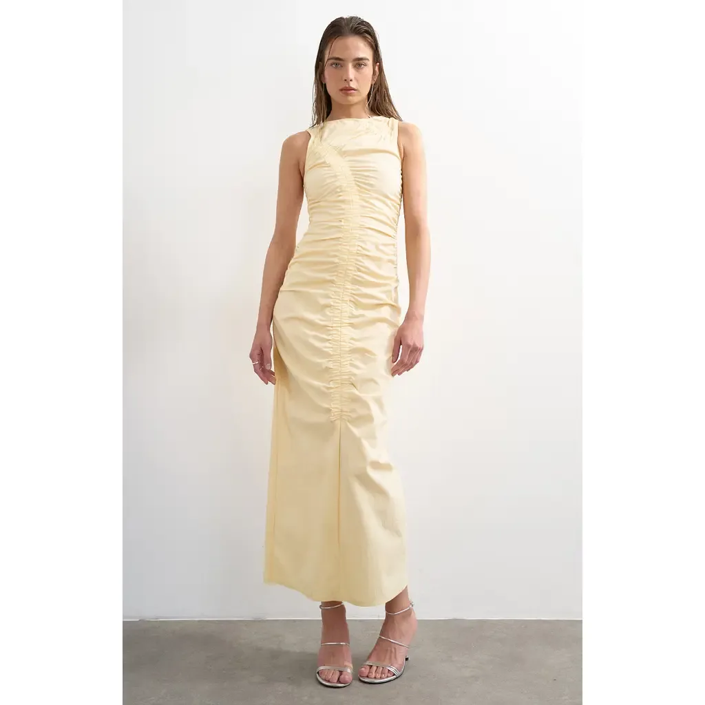Ruched Detail Sleeveless Cotton Blend Maxi Dress by Topshop
