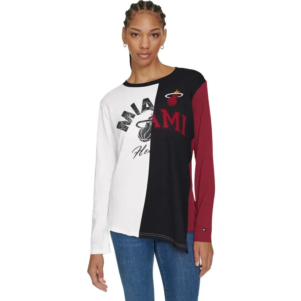 Tommy Jeans Miami Heat Amelia Color Blocked Long Sleeve T-Shirt by TOMMY JEANS