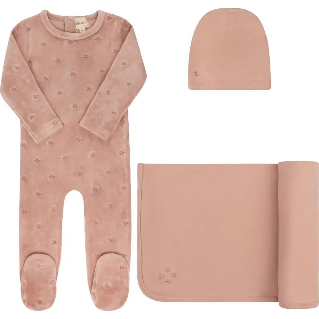 Velour Embroidered Floral Collection - Take Me Home Set by Ely's & Co.
