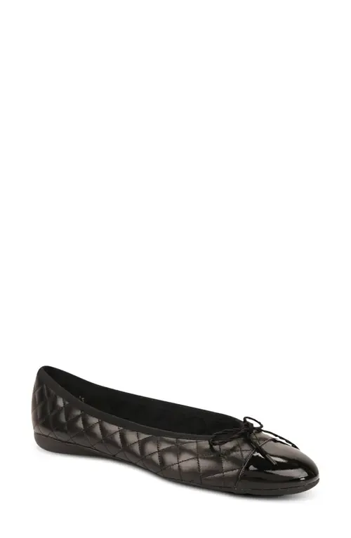 Best Cap Toe Quilted Ballet Flat in Black Patent/Black Nappa
