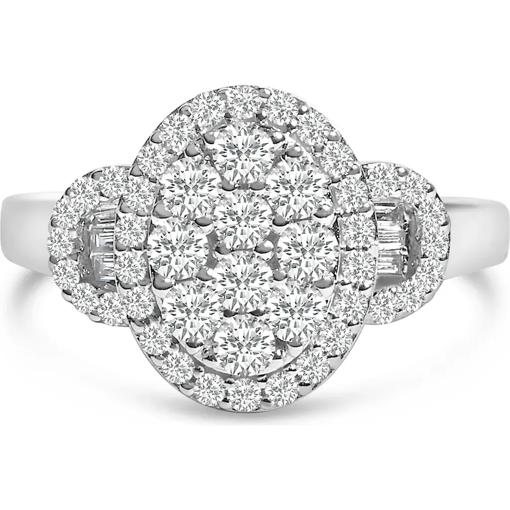 10K White Gold 1.0 Cttw Diamond Oval Cluster with Halo Vintage-Inspired Ring by Haus of Brilliance