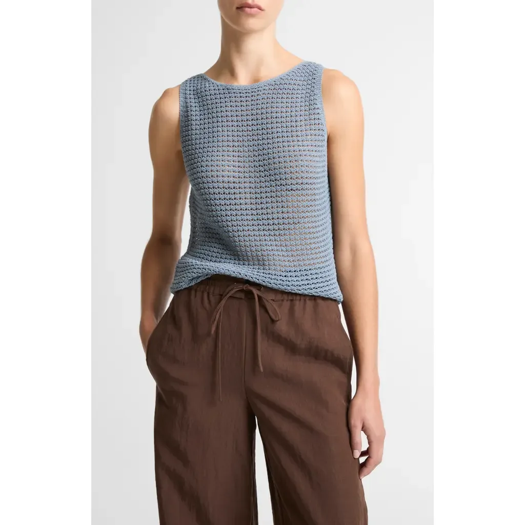 Cotton Blend Cord Openwork Tank by Vince