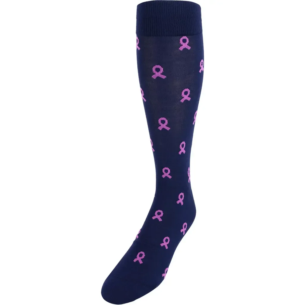 Breast Cancer Awareness Over the Calf Mercerized Cotton Socks by Trafalgar