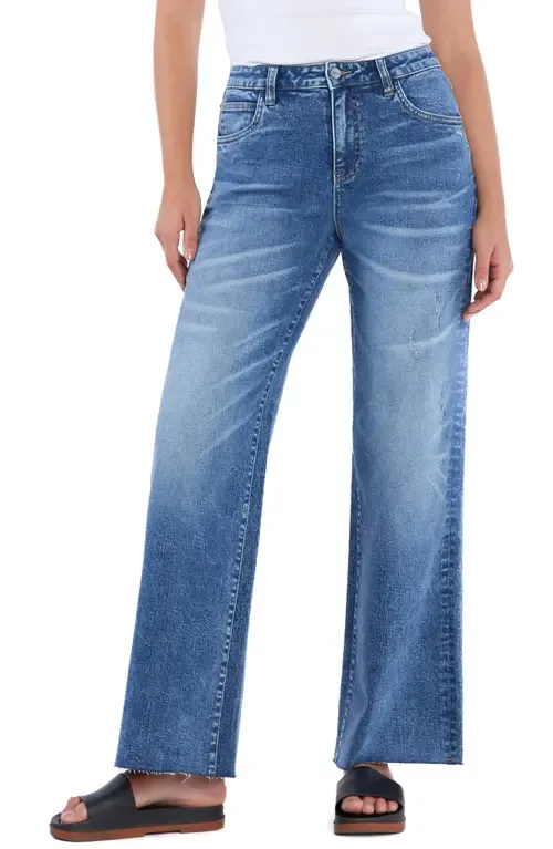 Raw Hem Relaxed Wide Leg Jeans by HINT OF BLU