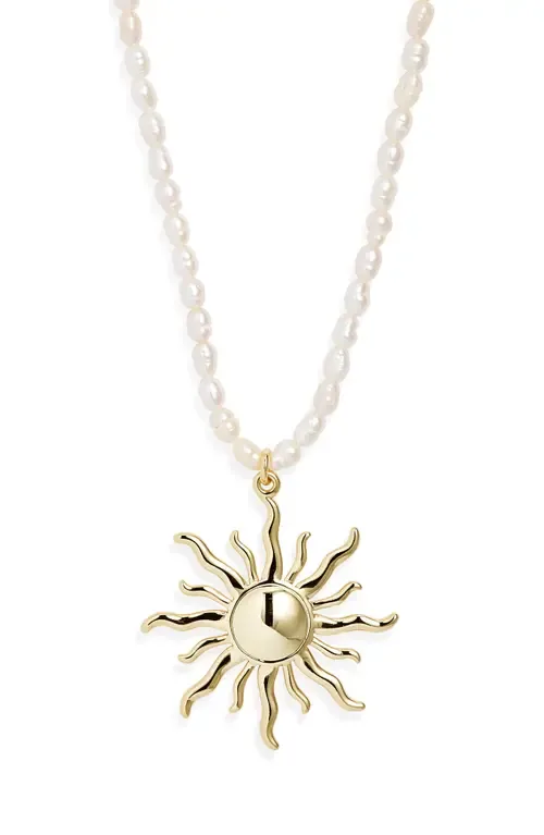 Sun Rays Genuine Pearl Pendant Necklace
