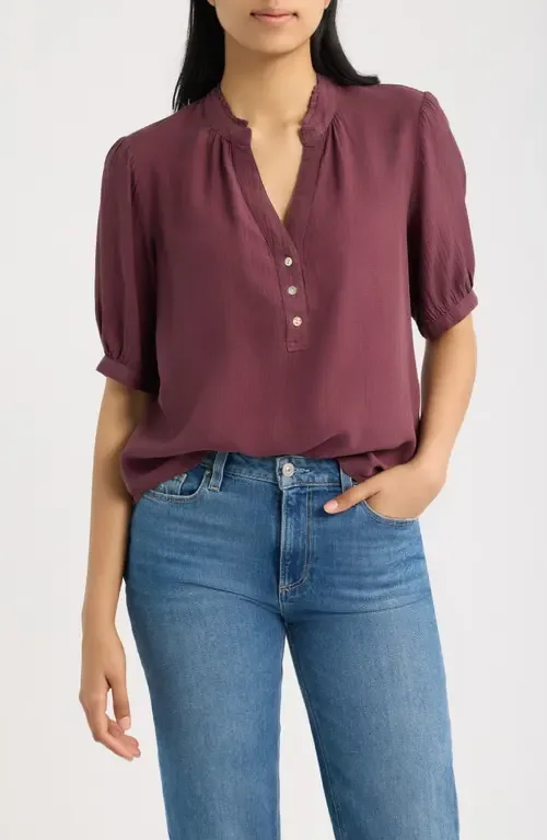 Puff Sleeve Half Placket Top by Cloth & Stone