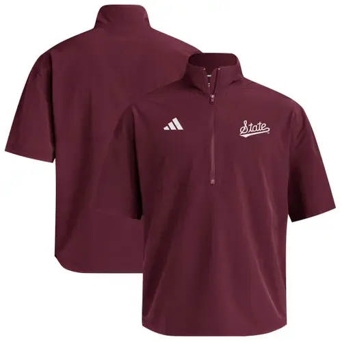 Adidas Maroon Mississippi State Bulldogs Woven Quarter-Zip Short Sleeve Pullover by adidas