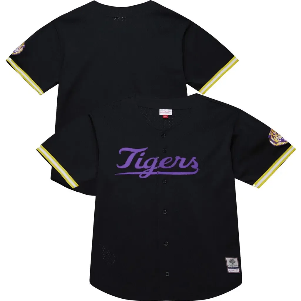 Mitchell & Ness Black LSU Tigers on the Clock Full-Button Fashion Jersey by Mitchell & Ness