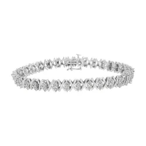 Silver 1.0 Ctw Diamond Miracle-Set X-Link Tennis Bracelet by Haus of Brilliance