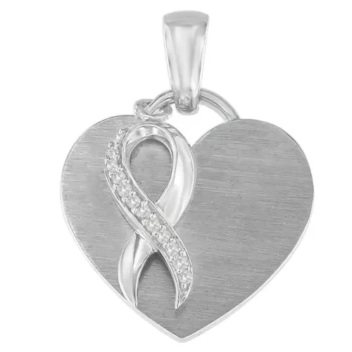 Silver 1/10 Cttw Diamond Heart Pendant Necklace by Haus of Brilliance