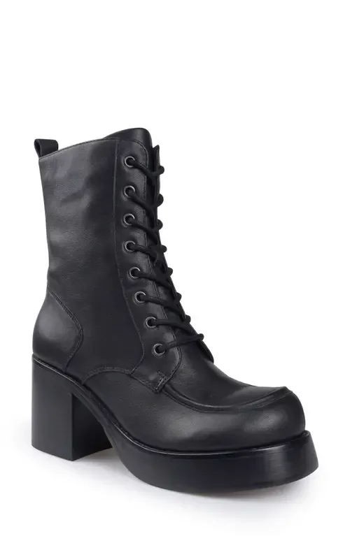Phoebe Lug Sole Bootie in Black Leather by Candie's