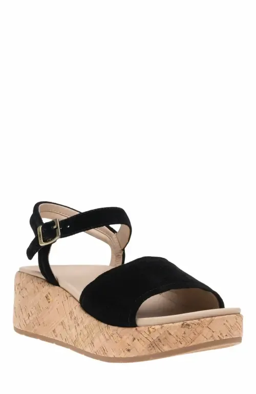 Solstice Buckle Sandal in Black Suede - Regular by ABEO