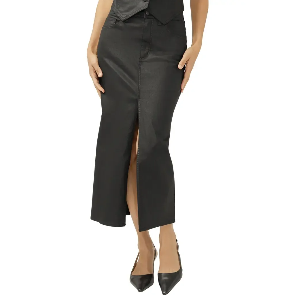 Front Slit Denim Midi Skirt by Silver Jeans Co.