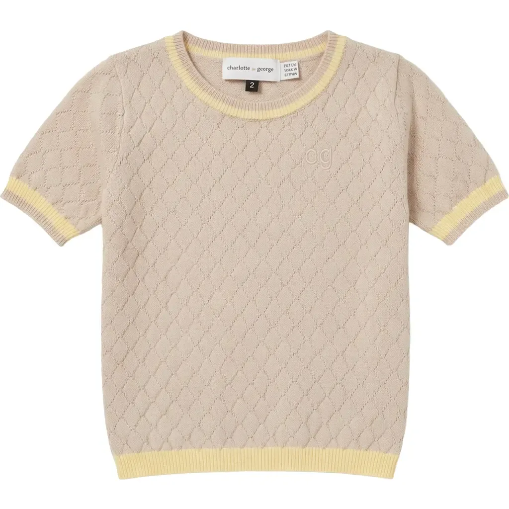 Contrast Knit Short Sleeve Pullover by Charlotte & George