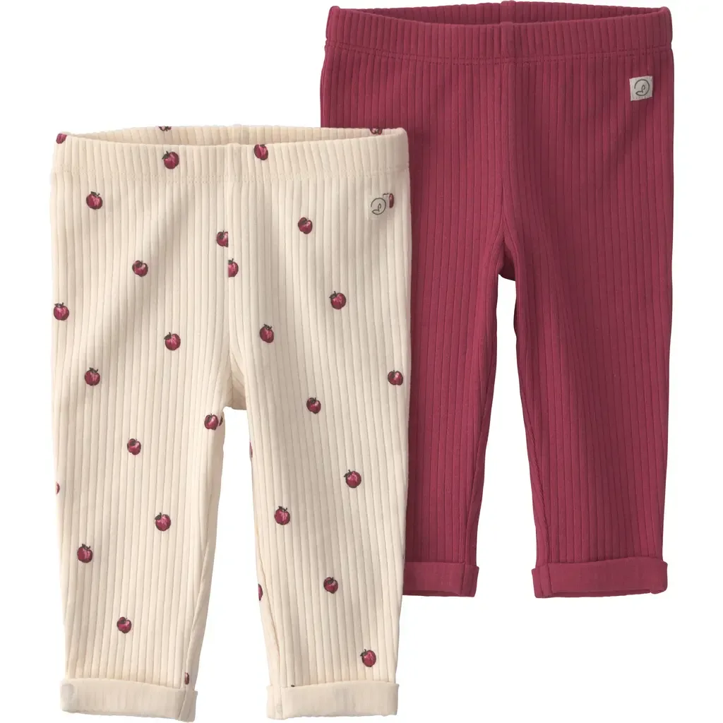 Set of 2 Assorted Stretch Organic Cotton Leggings by Little Planet