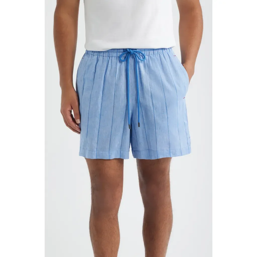 Pinstripe Cotton & Linen Pajama Shorts by Daniel Buchler