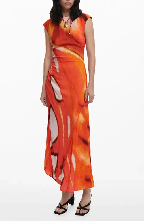 Cap Sleeve Ruched Maxi Dress by Desigual