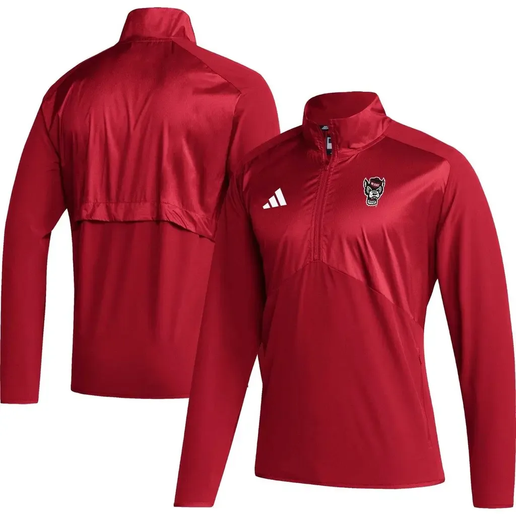 Adidas NC State Wolfpack Sideline Aeroready Raglan Sleeve Quarter-Zip Jacket by adidas
