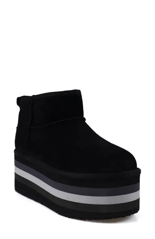 Bliss Faux Shearling Platform Bootie in Black Suede by ZIGI