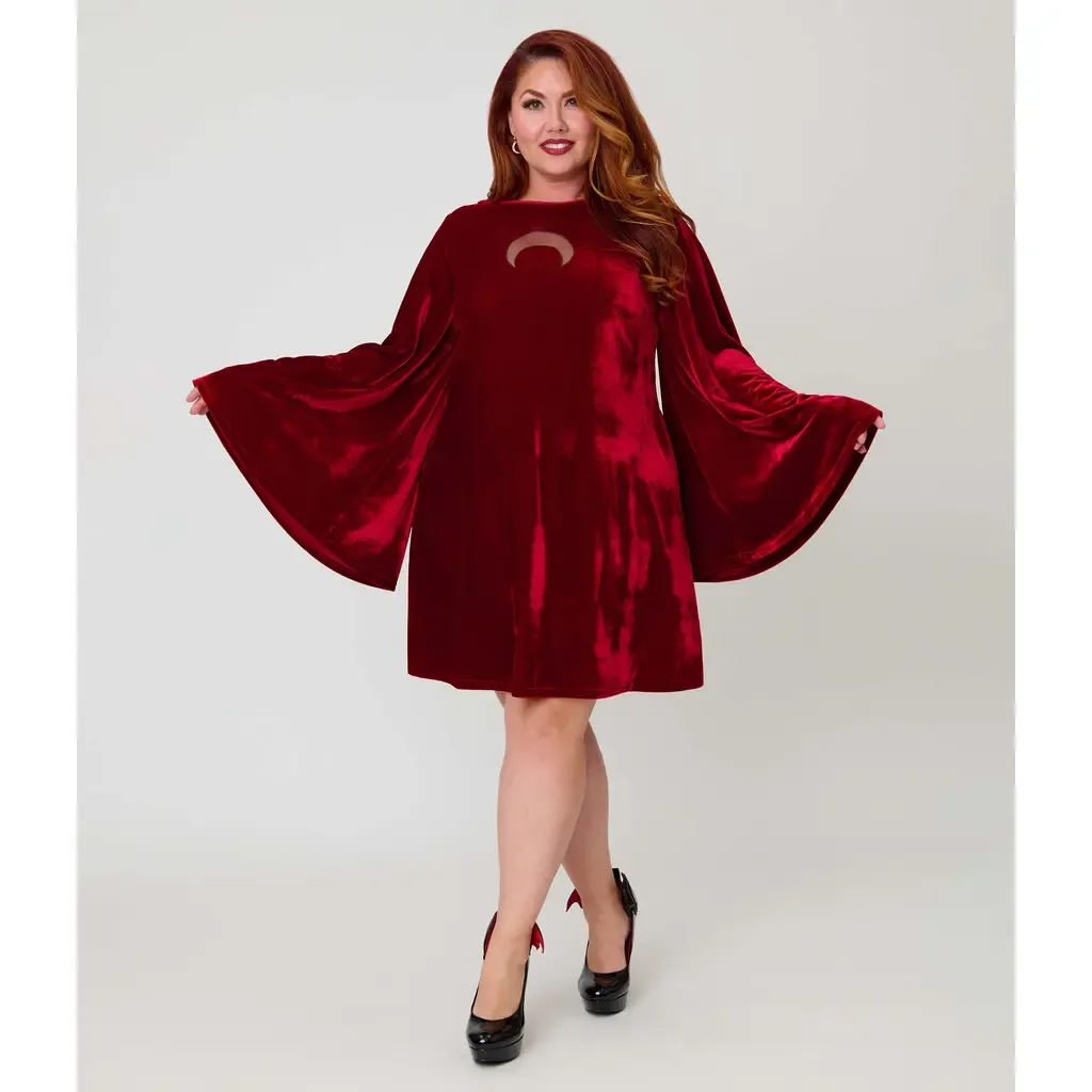 Angel Sleeve Downtown Scene Mini Fit & Flare Dress by Smak Parlour