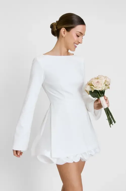 Isla Split Sleeve Bubble Hem Mini Dress by Six Stories